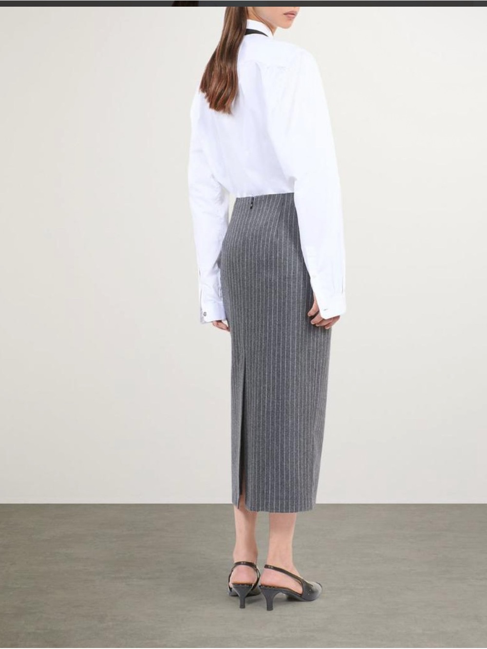 THE KOOPLES Cashmere-Wool Pinstripe Pencil Skirt Sz 3 - Picture 2 of 10